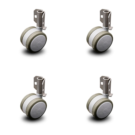 Service Caster 2.375" Gray Soft Twin Wheel Caster with Inside Mount Set SCC SCC-GR02S60-TPR-GRY-716-4-CB90-4